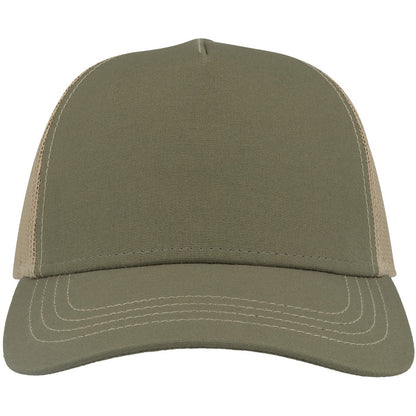 Olive-Khaki - Front - Atlantis Unisex Adult Rapper 5 Panel Canvas Recycled Trucker Cap