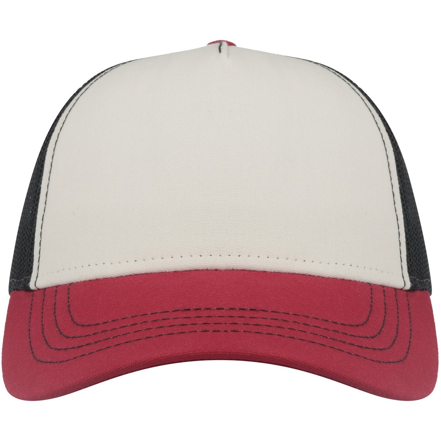 White-Burgundy-Black - Front - Atlantis Unisex Adult Rapper 5 Panel Canvas Recycled Trucker Cap