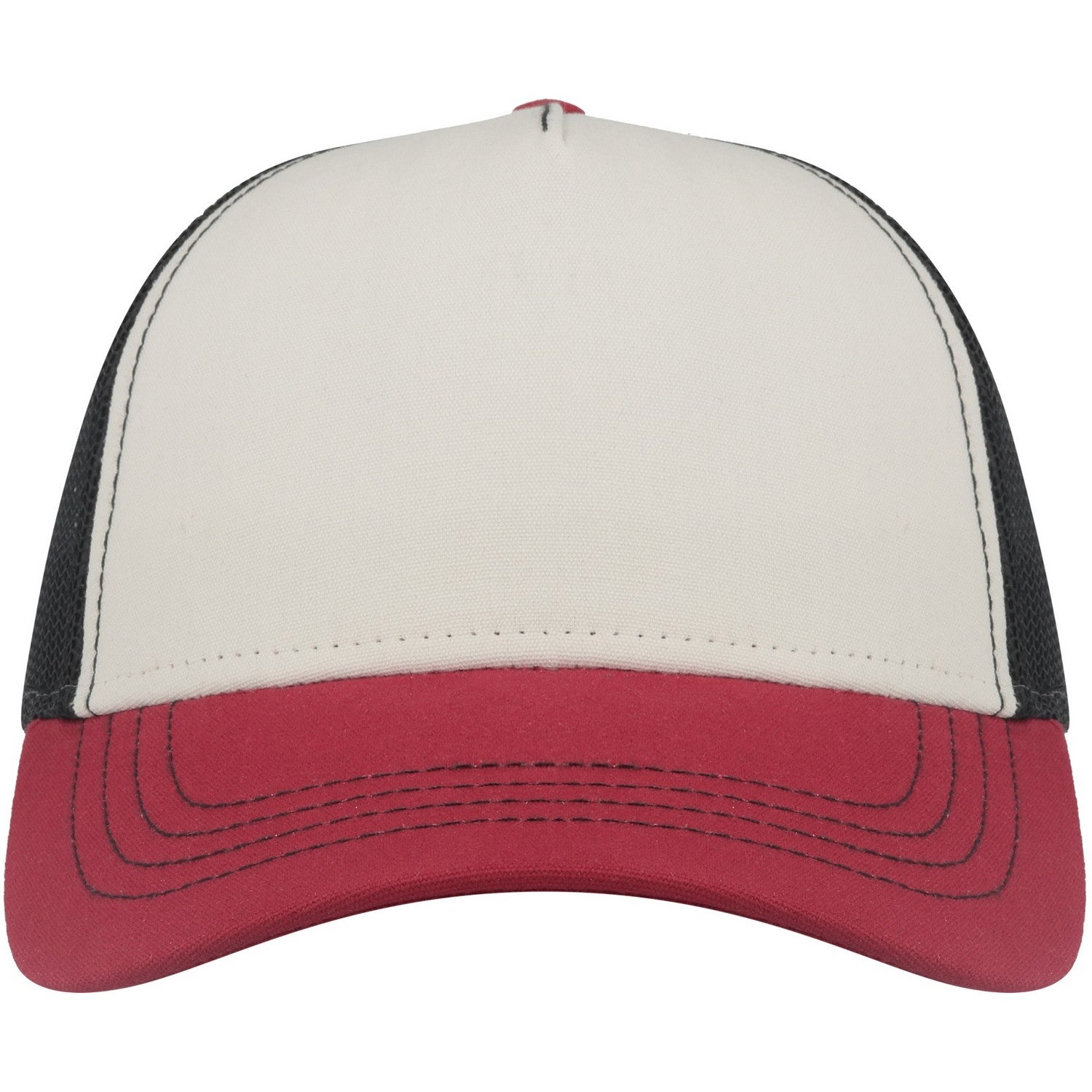White-Burgundy-Black - Front - Atlantis Unisex Adult Rapper 5 Panel Canvas Recycled Trucker Cap
