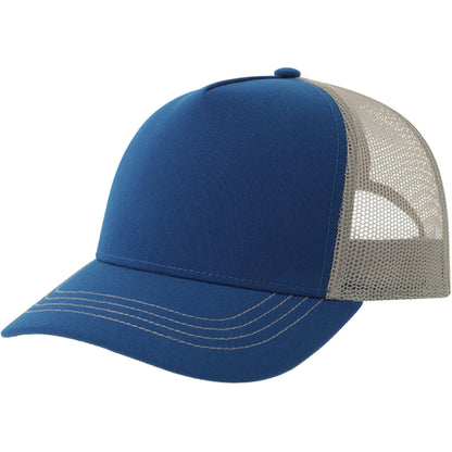 Royal Blue-Grey - Front - Atlantis Unisex Adult Rapper 5 Panel Canvas Recycled Trucker Cap