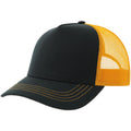 Navy-Yellow - Front - Atlantis Unisex Adult Rapper 5 Panel Canvas Recycled Trucker Cap