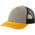 Grey-Yellow-Black - Front - Atlantis Unisex Adult Rapper 5 Panel Canvas Recycled Trucker Cap
