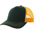 Bottle Green-Yellow - Front - Atlantis Unisex Adult Rapper 5 Panel Canvas Recycled Trucker Cap