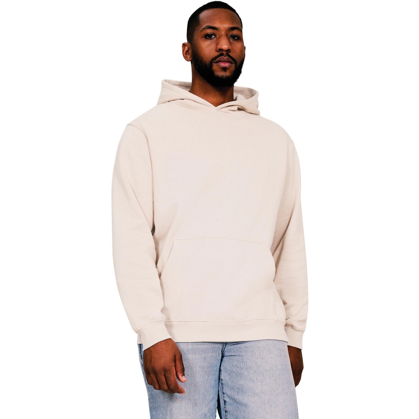 Ecru - Front - Casual Classics Mens Core Ringspun Cotton Hoodie