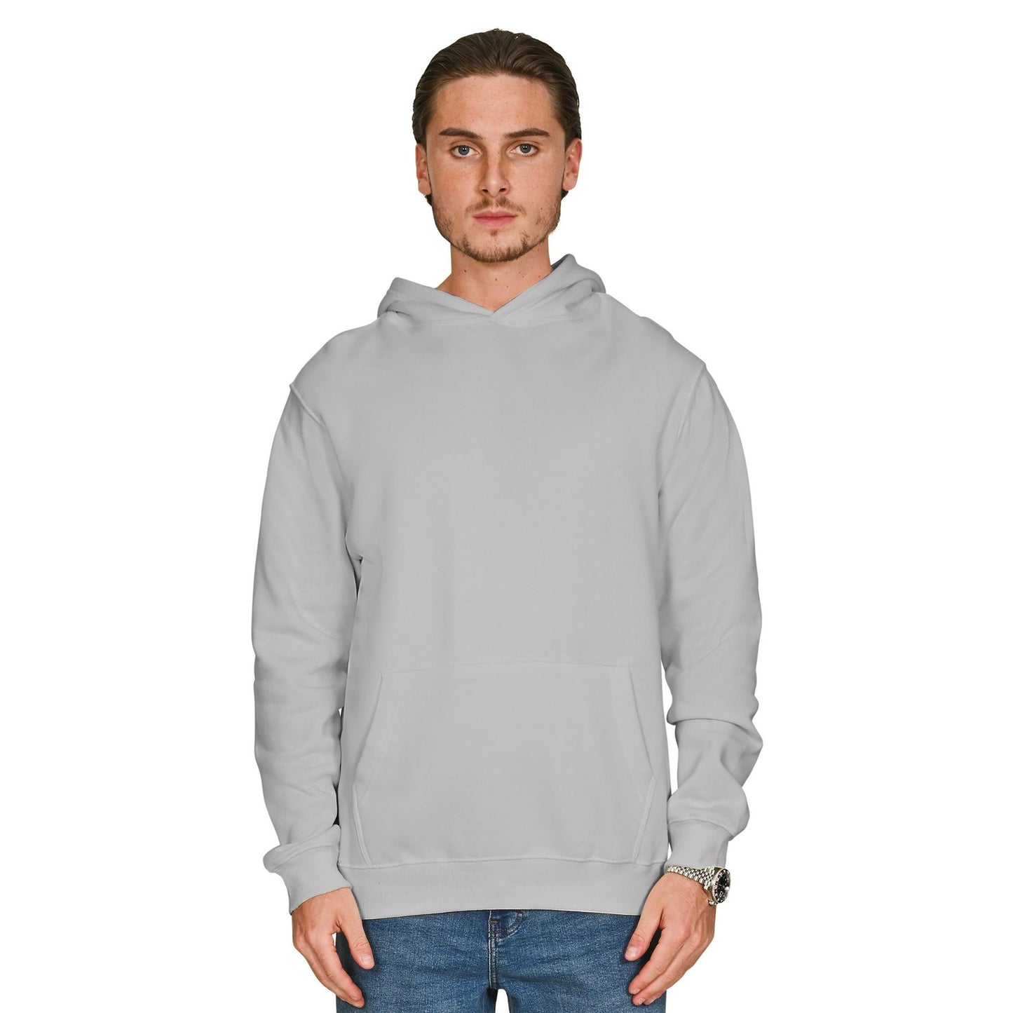 Lunar Grey - Front - Casual Classics Mens Core Ringspun Cotton Hoodie