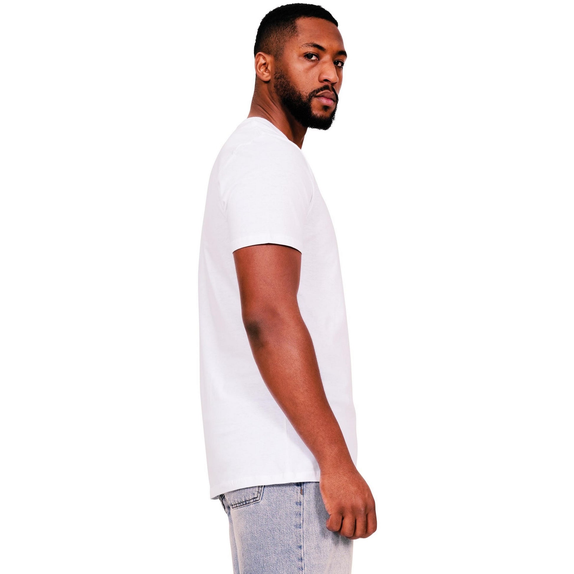 White - Side - Casual Classics Mens Muscle Ringspun Cotton Tall T-Shirt