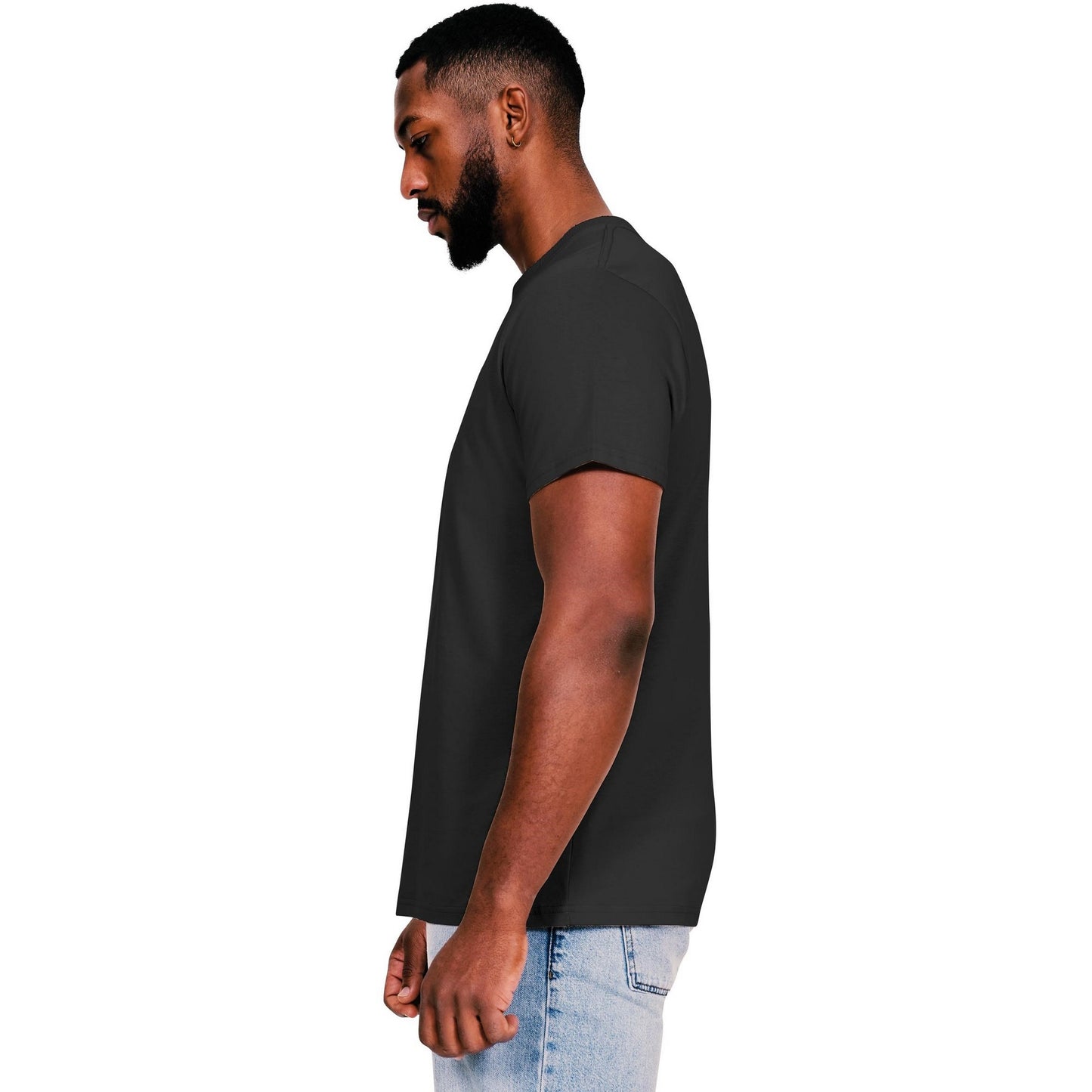 Black - Side - Casual Classics Mens Core Ringspun Cotton Slim T-Shirt