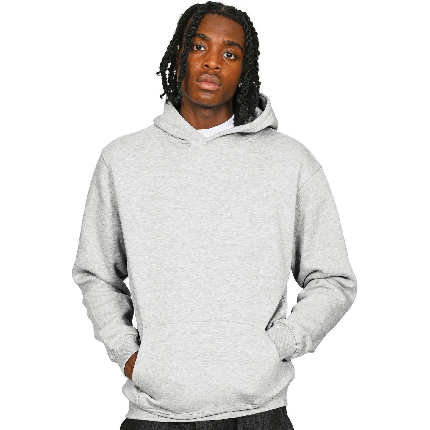 Ash Grey - Front - Casual Classics Mens Core Ringspun Cotton Tall Hoodie