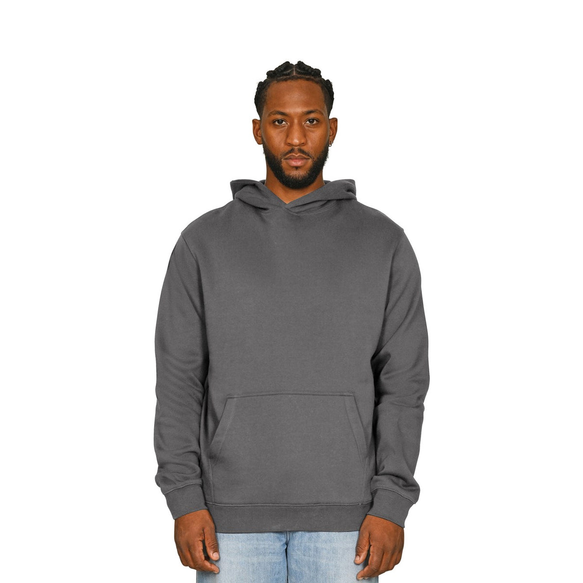 Charcoal - Front - Casual Classics Mens Core Ringspun Cotton Tall Hoodie