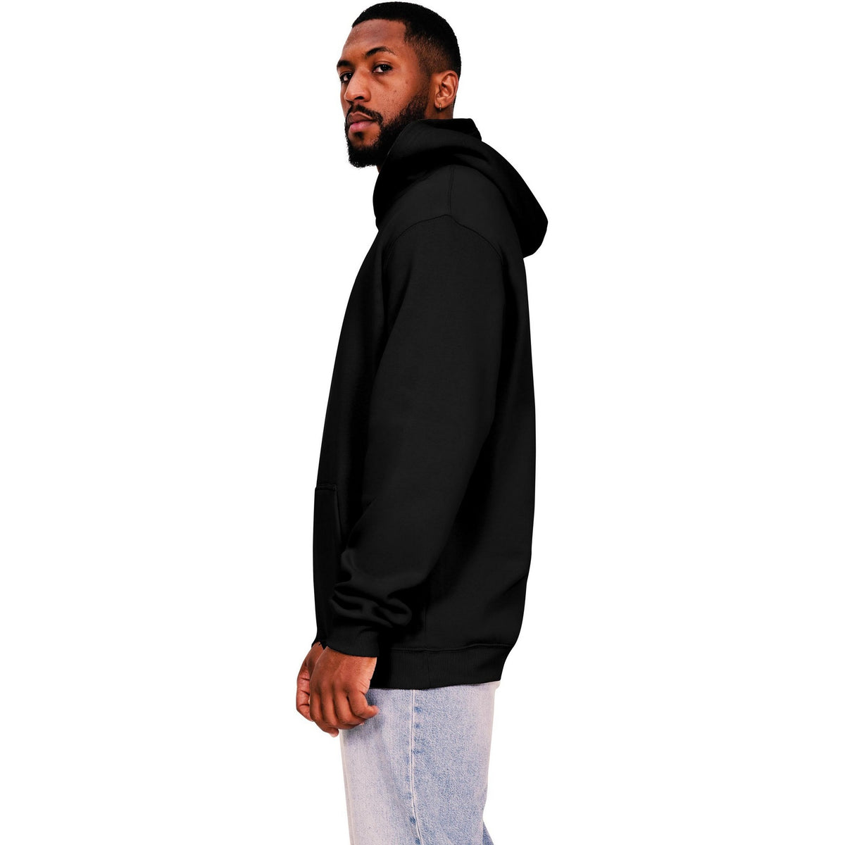 Black - Side - Casual Classics Mens Core Ringspun Cotton Tall Hoodie