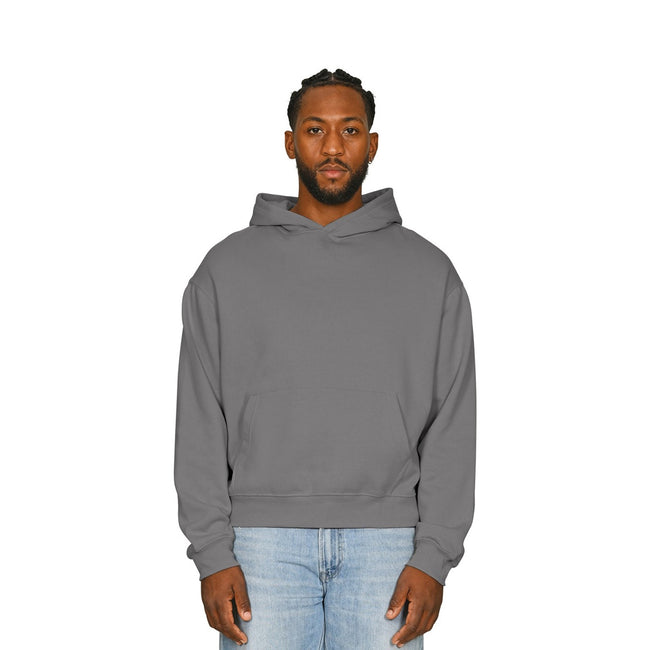 Charcoal - Front - Casual Classics Mens Boxy Ringspun Cotton Oversized Hoodie