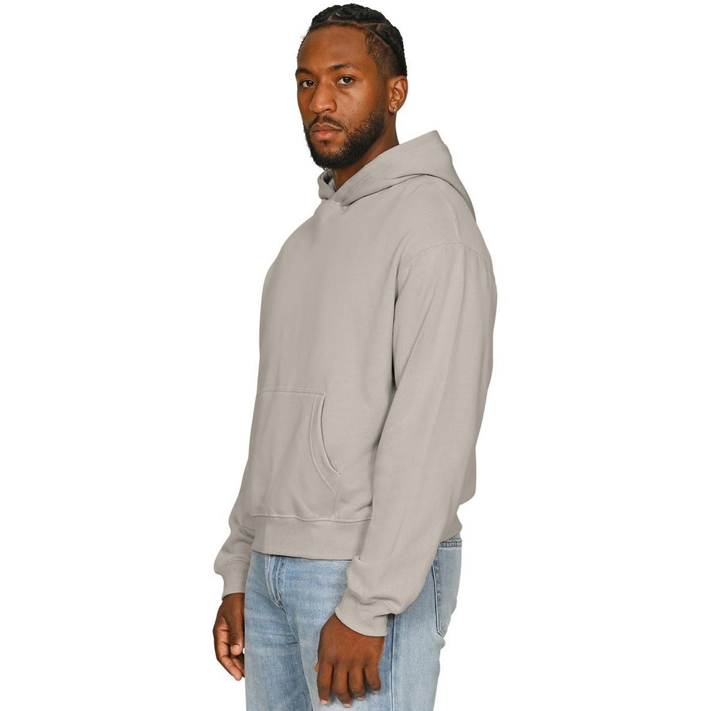 Stone - Side - Casual Classics Mens Boxy Ringspun Cotton Oversized Hoodie