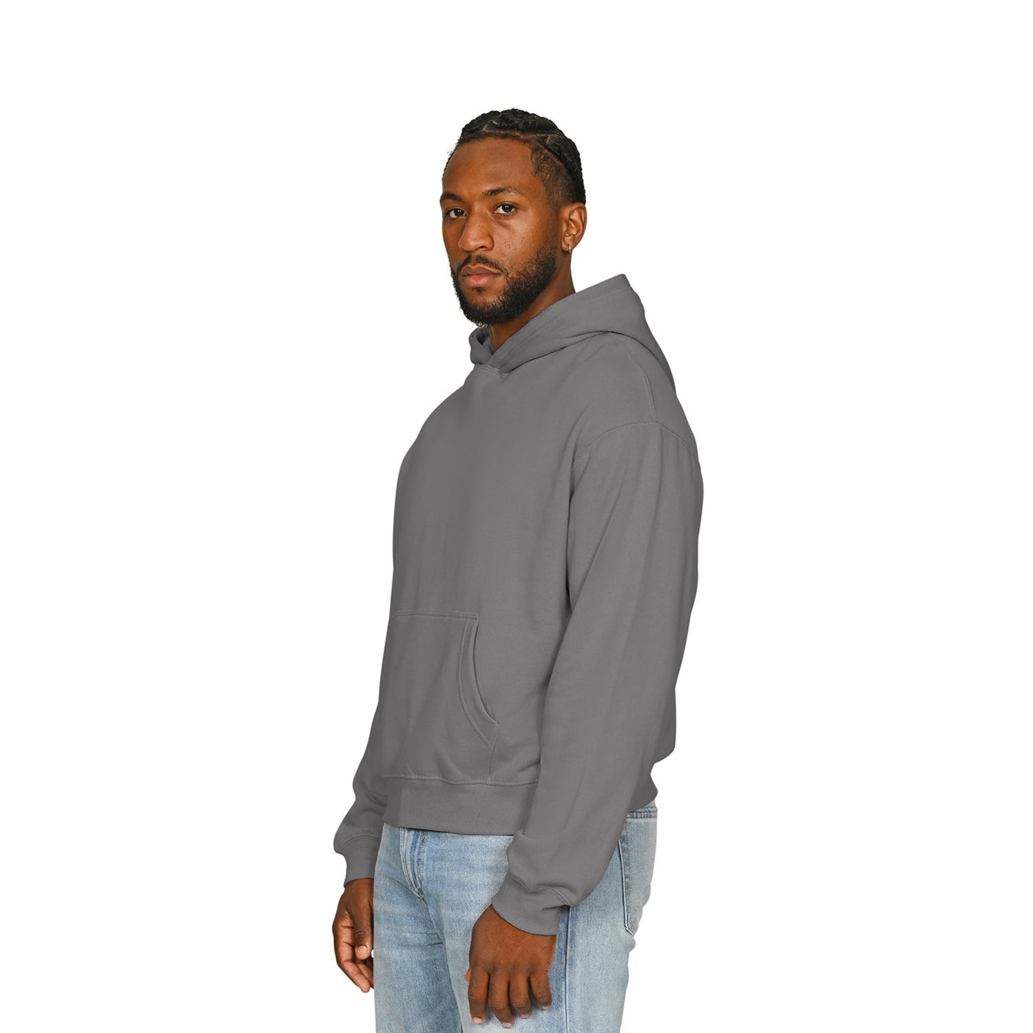 Charcoal - Side - Casual Classics Mens Boxy Ringspun Cotton Oversized Hoodie