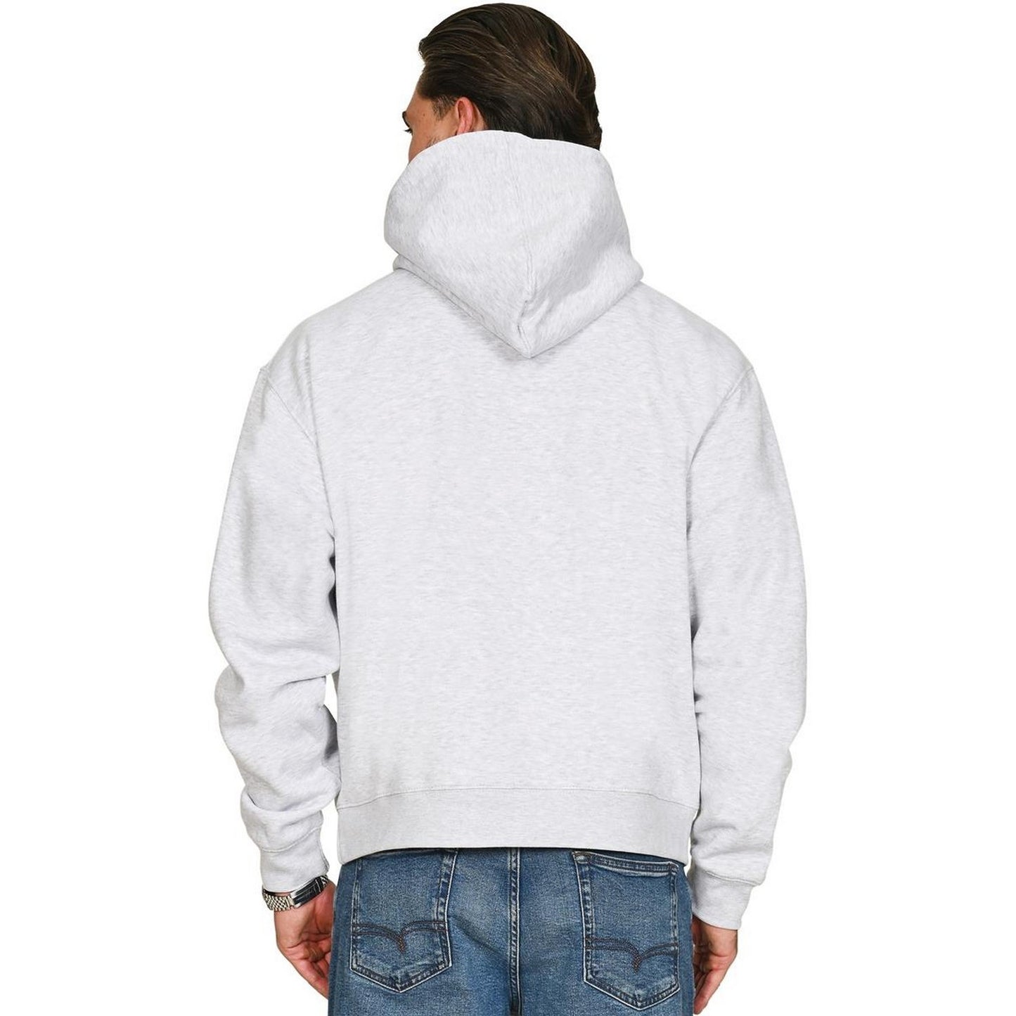 Ash Grey - Back - Casual Classics Mens Boxy Ringspun Cotton Oversized Hoodie