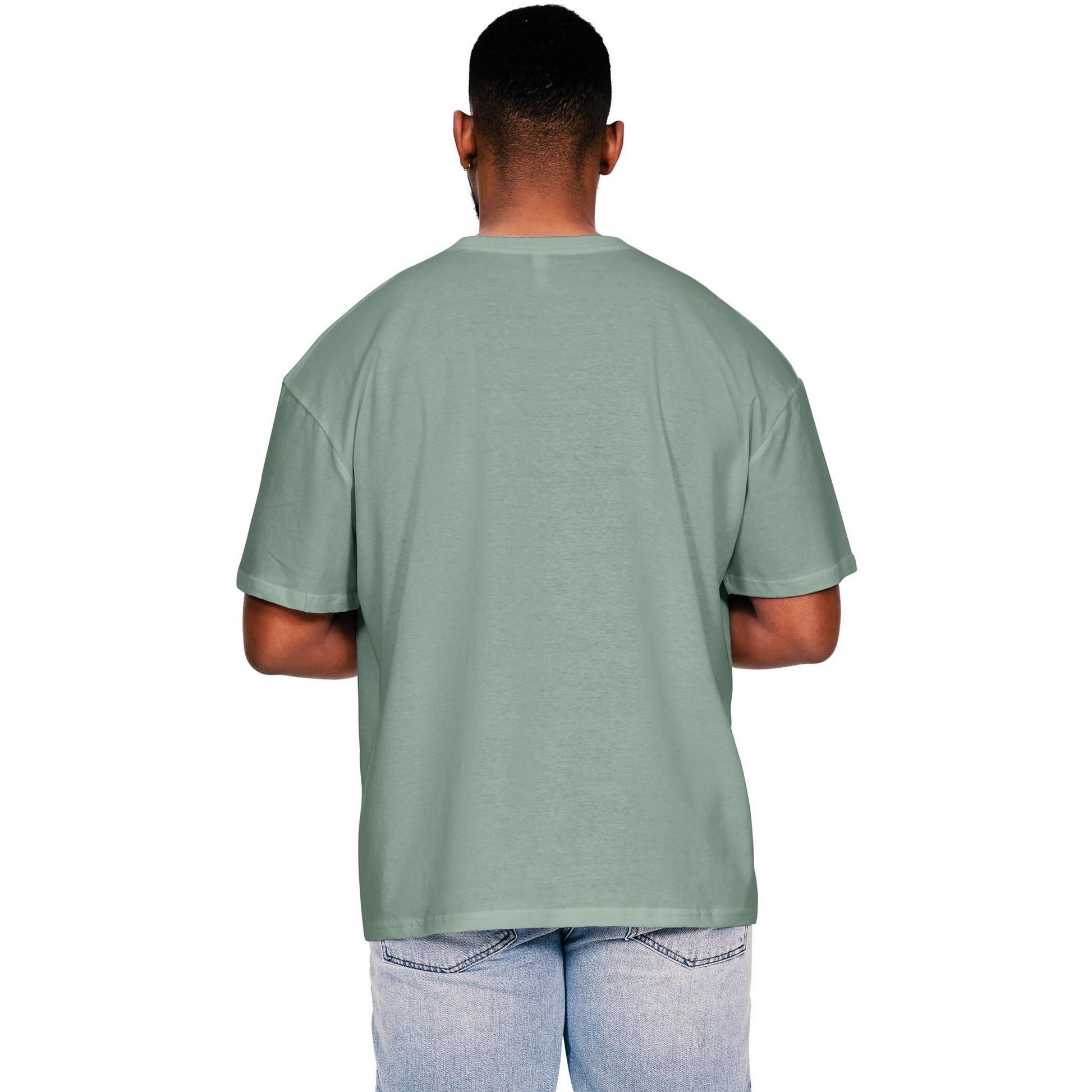 Sage - Side - Casual Classics Mens Core Ringspun Cotton Oversized T-Shirt