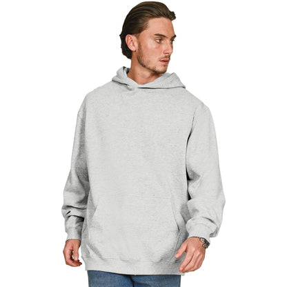 Ash Grey - Front - Casual Classics Mens Core Ringspun Cotton Oversized Hoodie