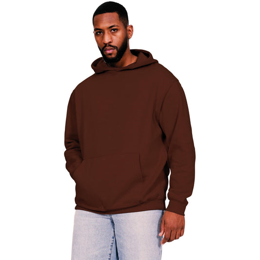 Chocolate - Front - Casual Classics Mens Core Ringspun Cotton Oversized Hoodie