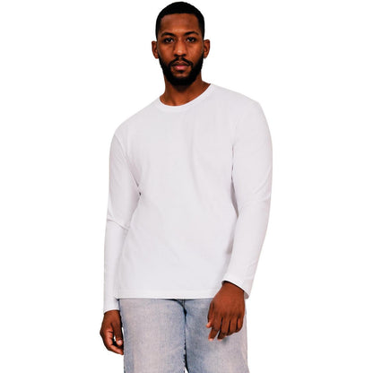 White - Front - Casual Classic Mens Ringspun Cotton Long-Sleeved T-Shirt