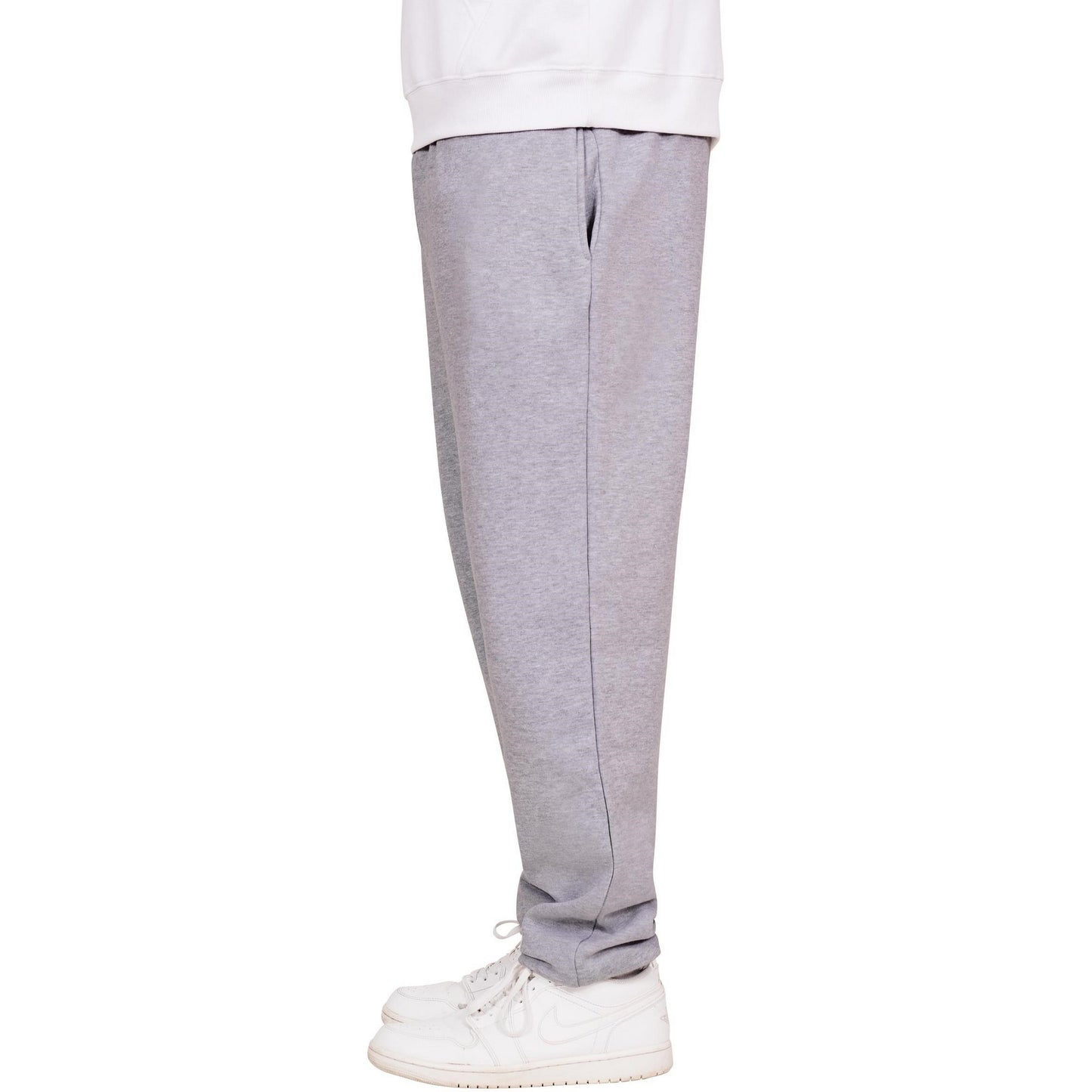 Heather Grey - Side - Casual Classics Mens Blended Core Ringspun Cotton Oversized Jogging Bottoms
