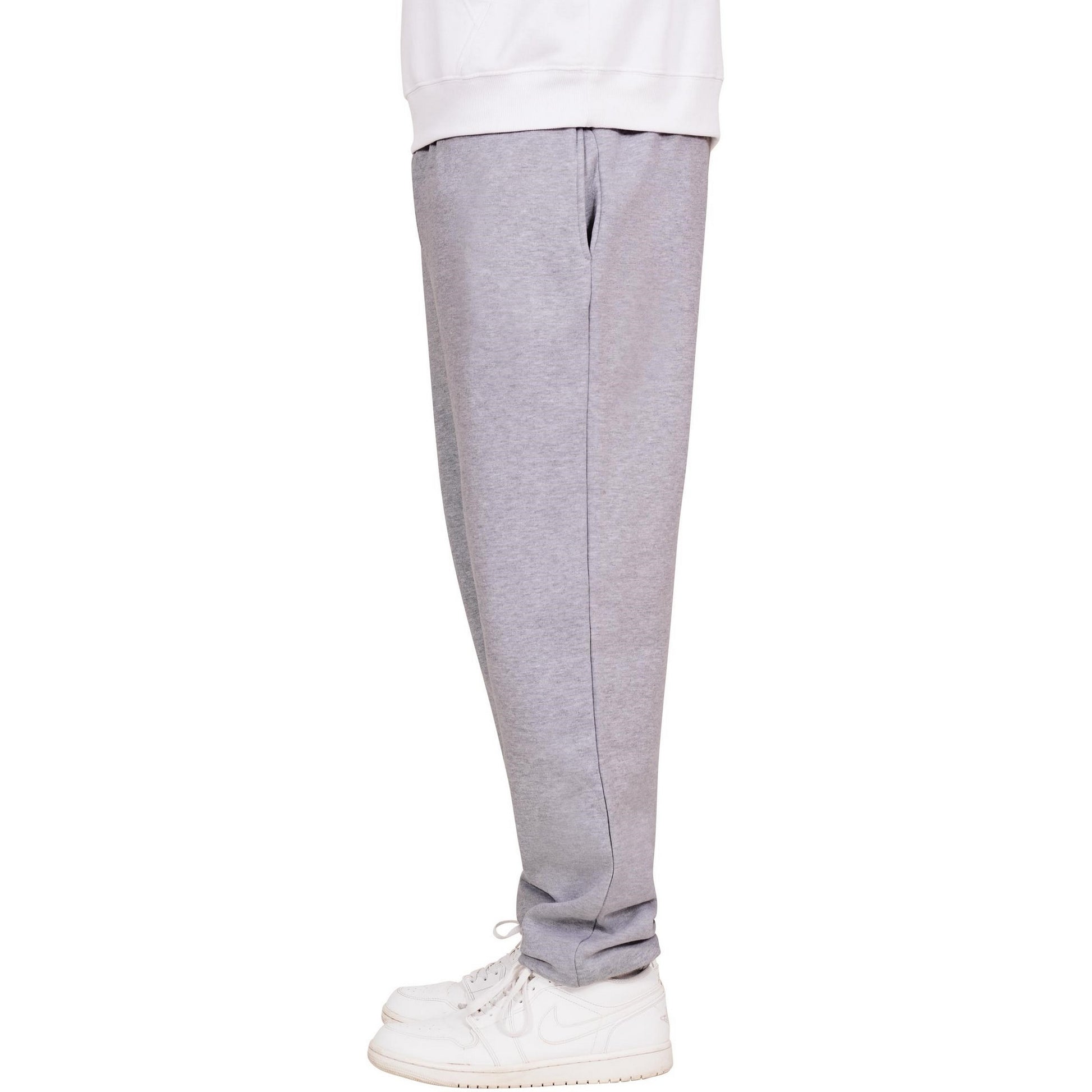 Heather Grey - Side - Casual Classics Mens Blended Core Ringspun Cotton Oversized Jogging Bottoms