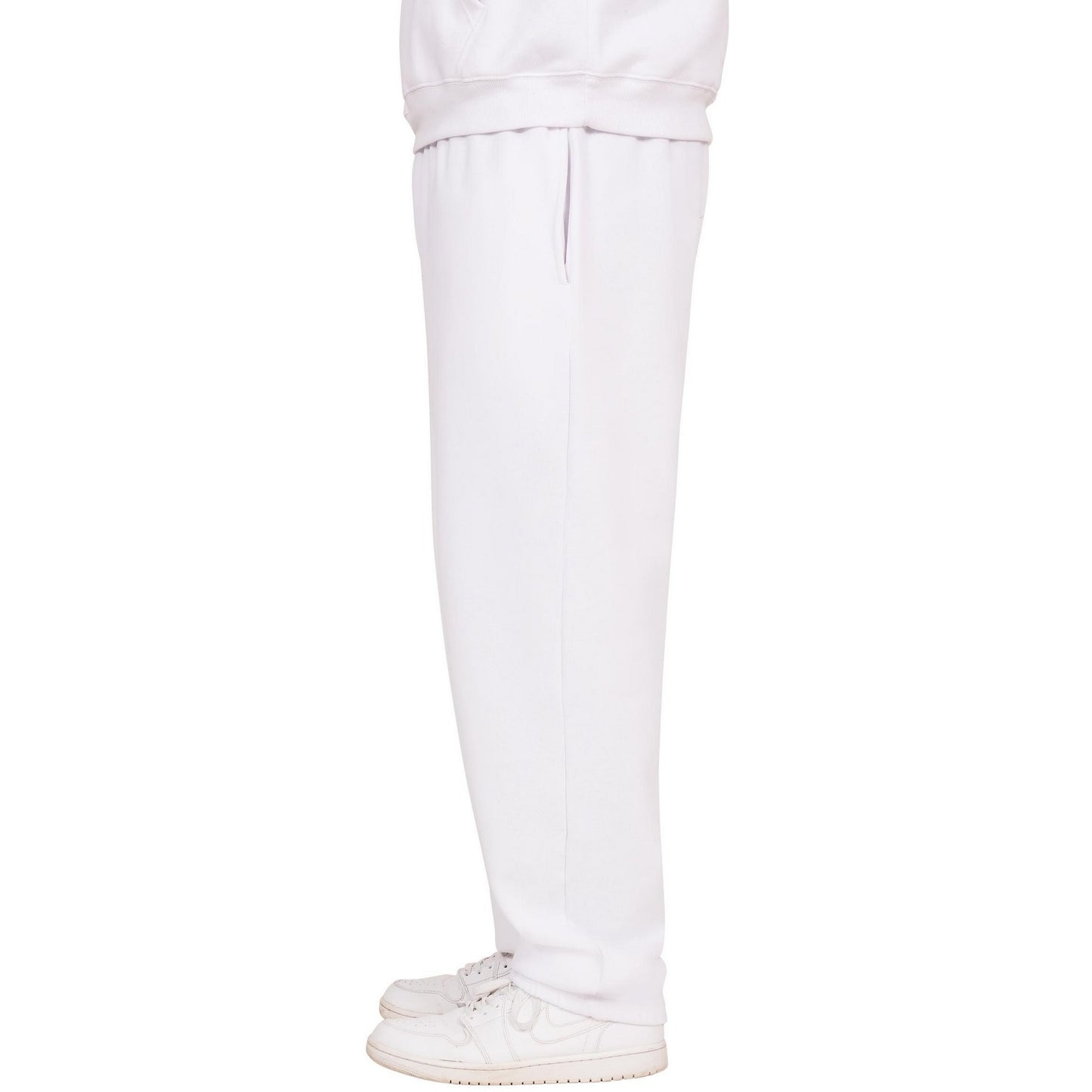 White - Side - Casual Classics Mens Blended Core Ringspun Cotton Oversized Jogging Bottoms