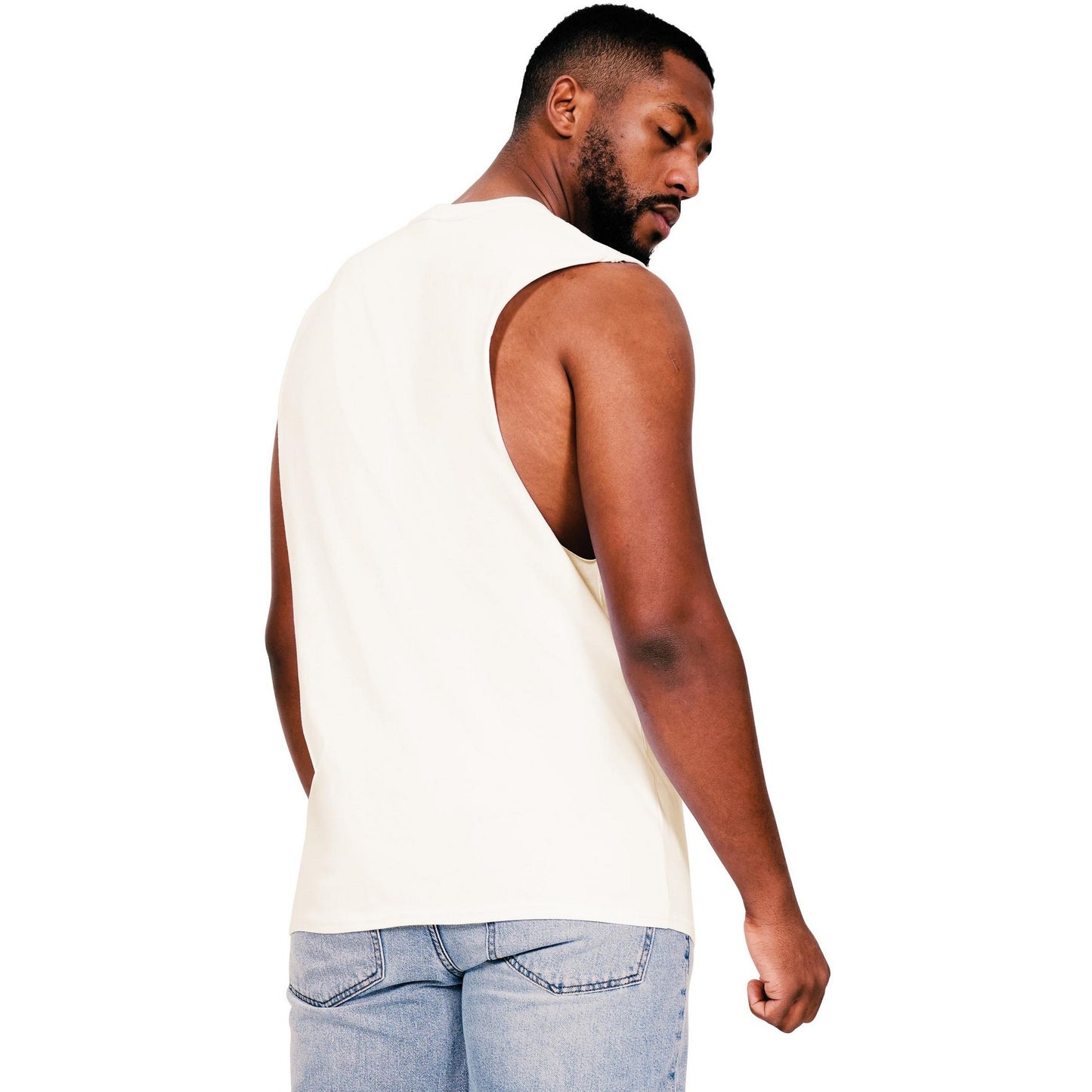 Ecru - Back - Casual Classics Mens Ringspun Cotton Drop Arm Holes Tank Top