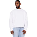White - Front - Casual Classics Mens Ringspun Cotton Extended Neckline Oversized Sweatshirt