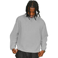 Ash Grey - Front - Casual Classics Mens Ringspun Cotton Extended Neckline Oversized Sweatshirt