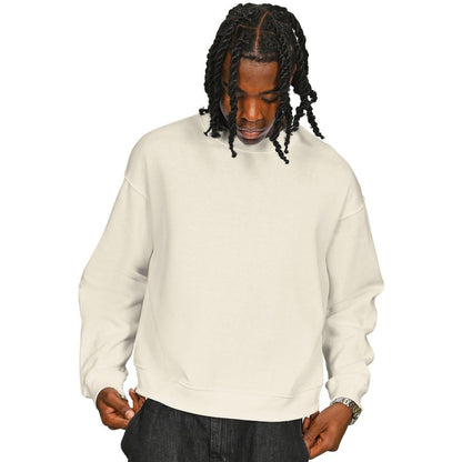 Ecru - Front - Casual Classics Mens Ringspun Cotton Extended Neckline Oversized Sweatshirt