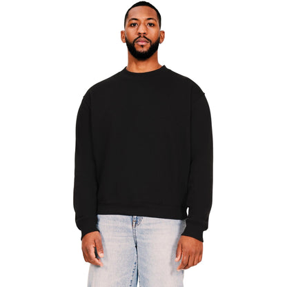 Black - Front - Casual Classics Mens Ringspun Cotton Extended Neckline Oversized Sweatshirt
