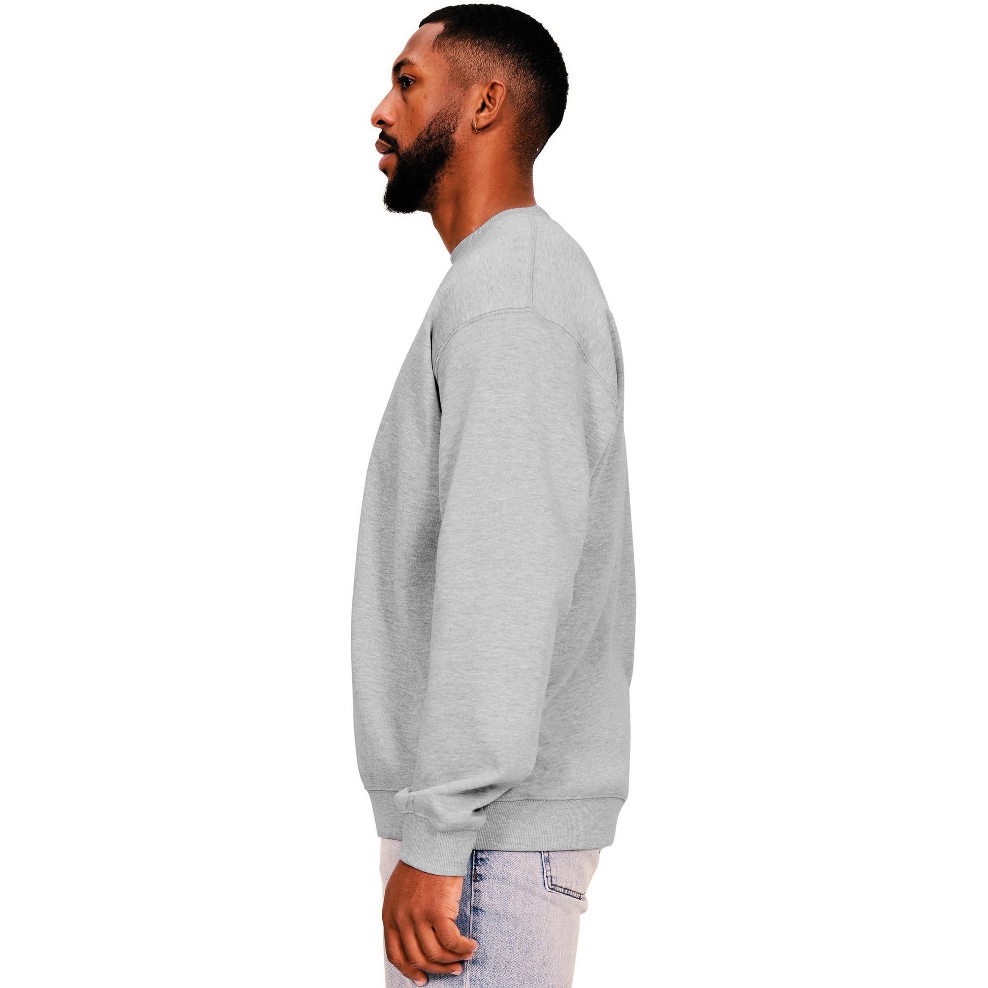 Heather Grey - Side - Casual Classics Mens Ringspun Cotton Oversized Sweatshirt
