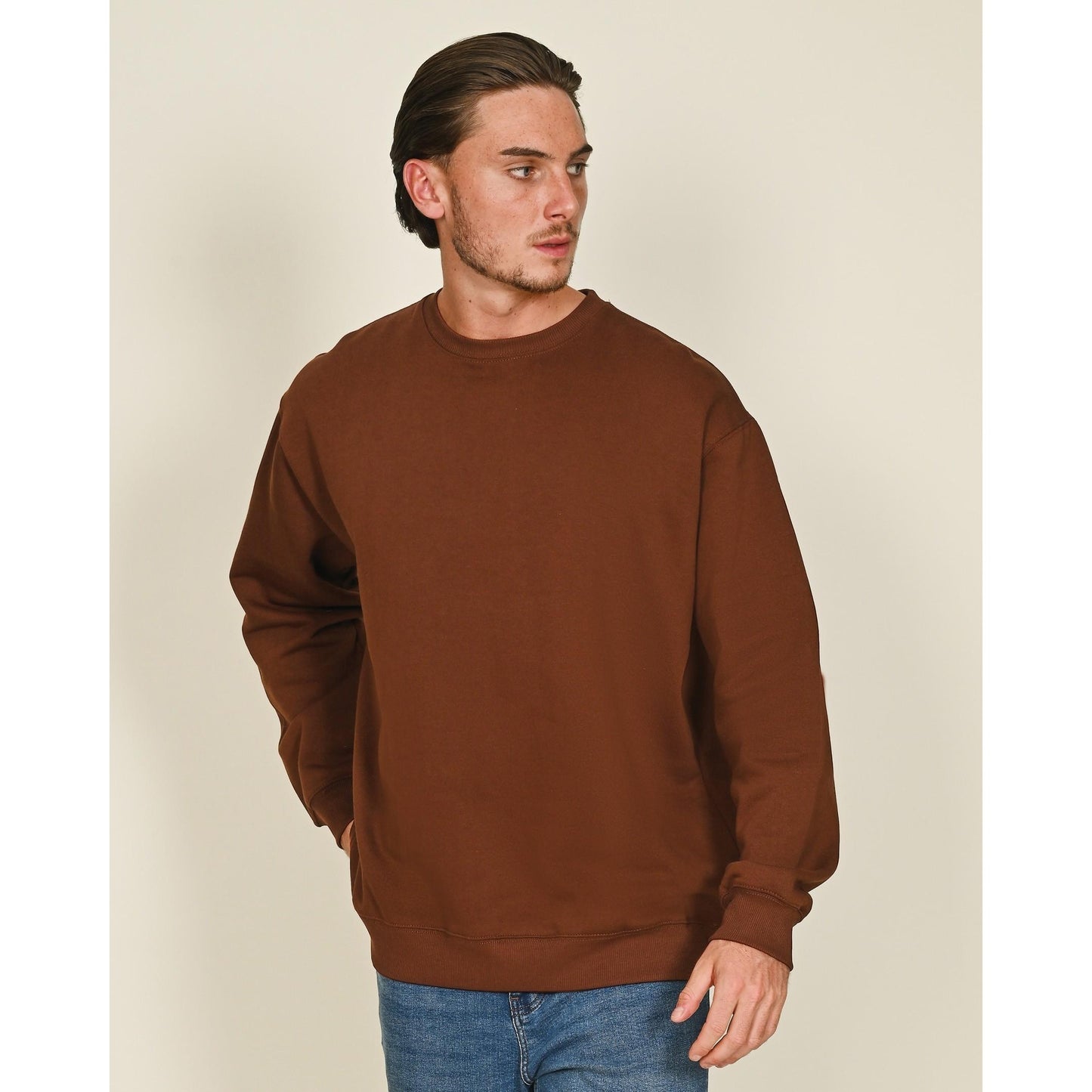 Ash Grey - Front - Casual Classics Mens Ringspun Cotton Oversized Sweatshirt