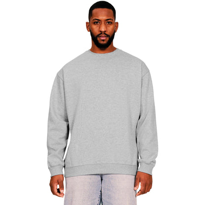 Heather Grey - Front - Casual Classics Mens Ringspun Cotton Oversized Sweatshirt