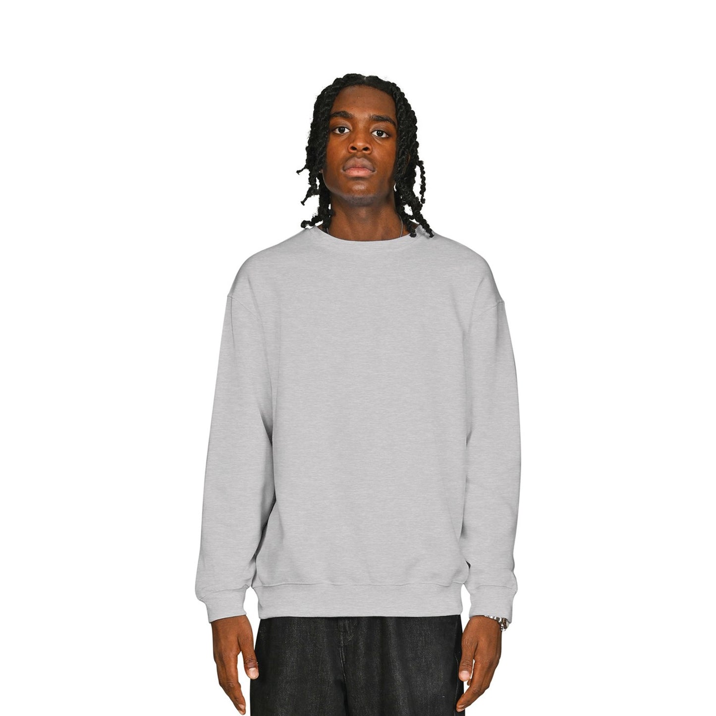Ash Grey - Front - Casual Classics Mens Ringspun Cotton Tall Oversized Sweatshirt