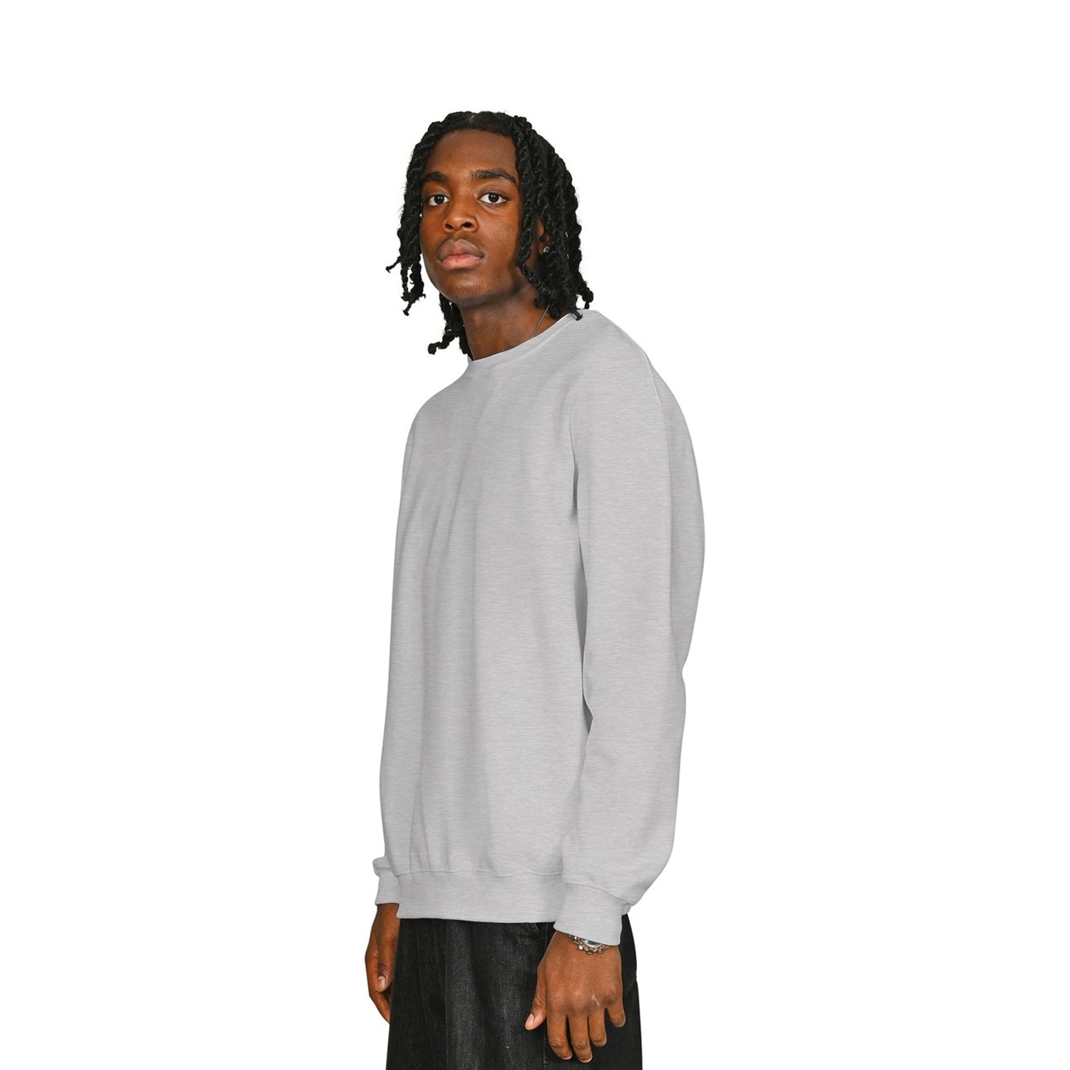 Ash Grey - Side - Casual Classics Mens Ringspun Cotton Tall Oversized Sweatshirt