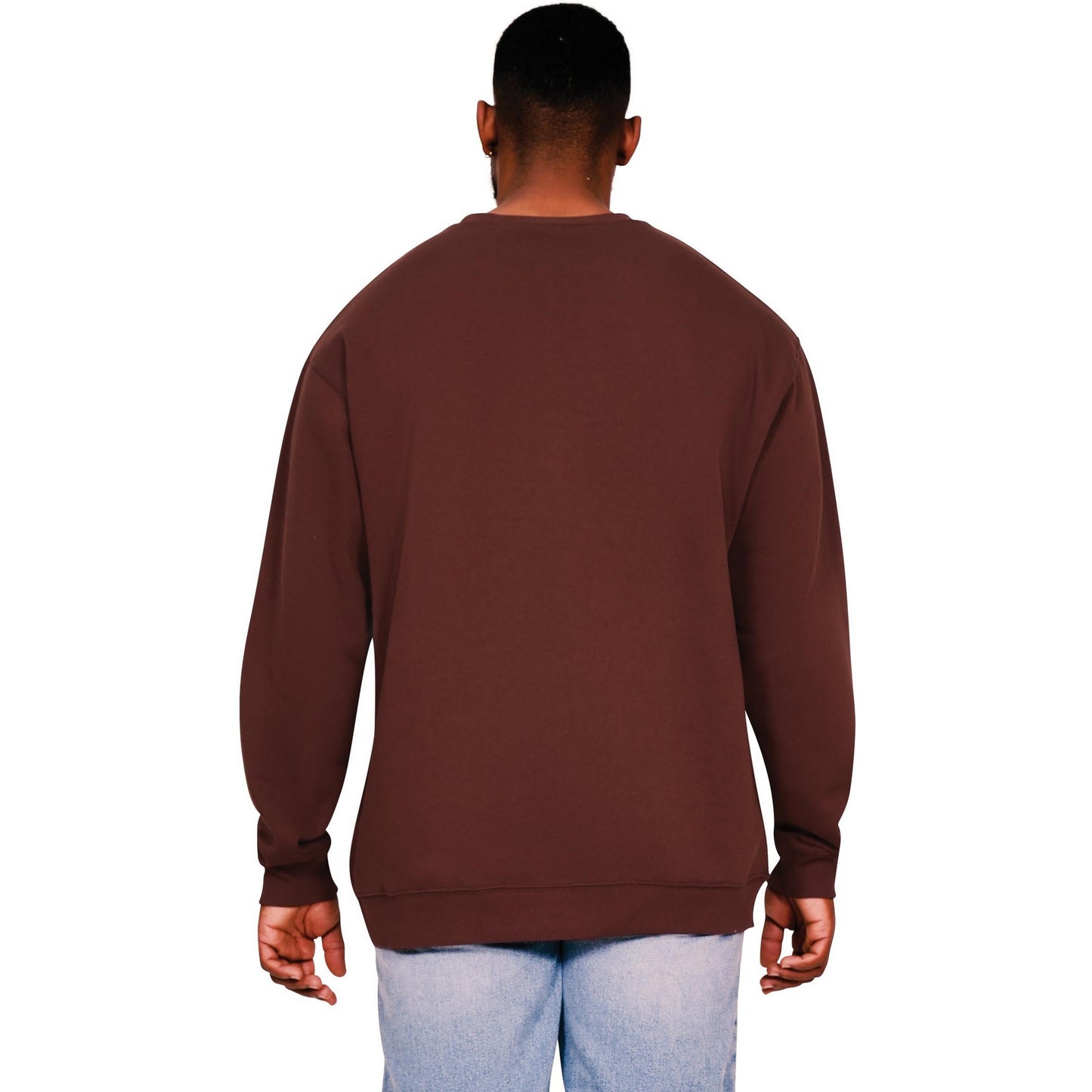 Chocolate - Back - Casual Classics Mens Ringspun Cotton Tall Oversized Sweatshirt