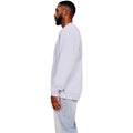 Heather Grey - Side - Casual Classics Mens Ringspun Cotton Extended Neckline Oversized Sweatshirt