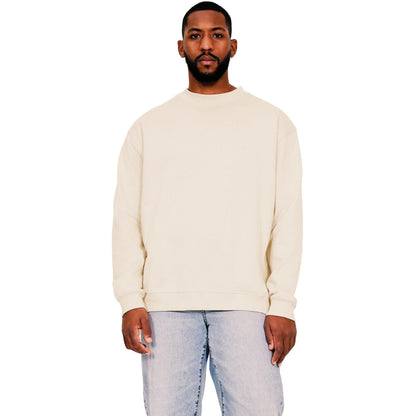Ecru - Front - Casual Classics Mens Ringspun Cotton Extended Neckline Oversized Sweatshirt