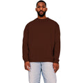 Chocolate - Front - Casual Classics Mens Ringspun Cotton Extended Neckline Oversized Sweatshirt