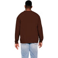 Chocolate - Back - Casual Classics Mens Ringspun Cotton Extended Neckline Oversized Sweatshirt