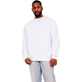 White - Front - Casual Classics Mens Ringspun Cotton Extended Neckline Oversized Sweatshirt