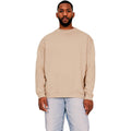 Sand - Front - Casual Classics Mens Ringspun Cotton Extended Neckline Oversized Sweatshirt