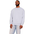 Heather Grey - Front - Casual Classics Mens Ringspun Cotton Extended Neckline Oversized Sweatshirt