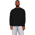 Black - Front - Casual Classics Mens Ringspun Cotton Extended Neckline Oversized Sweatshirt