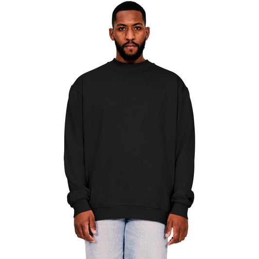 Black - Front - Casual Classics Mens Ringspun Cotton Extended Neckline Tall Oversized Sweatshirt