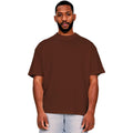 Chocolate - Front - Casual Classics Mens Ringspun Cotton Extended Neckline T-Shirt