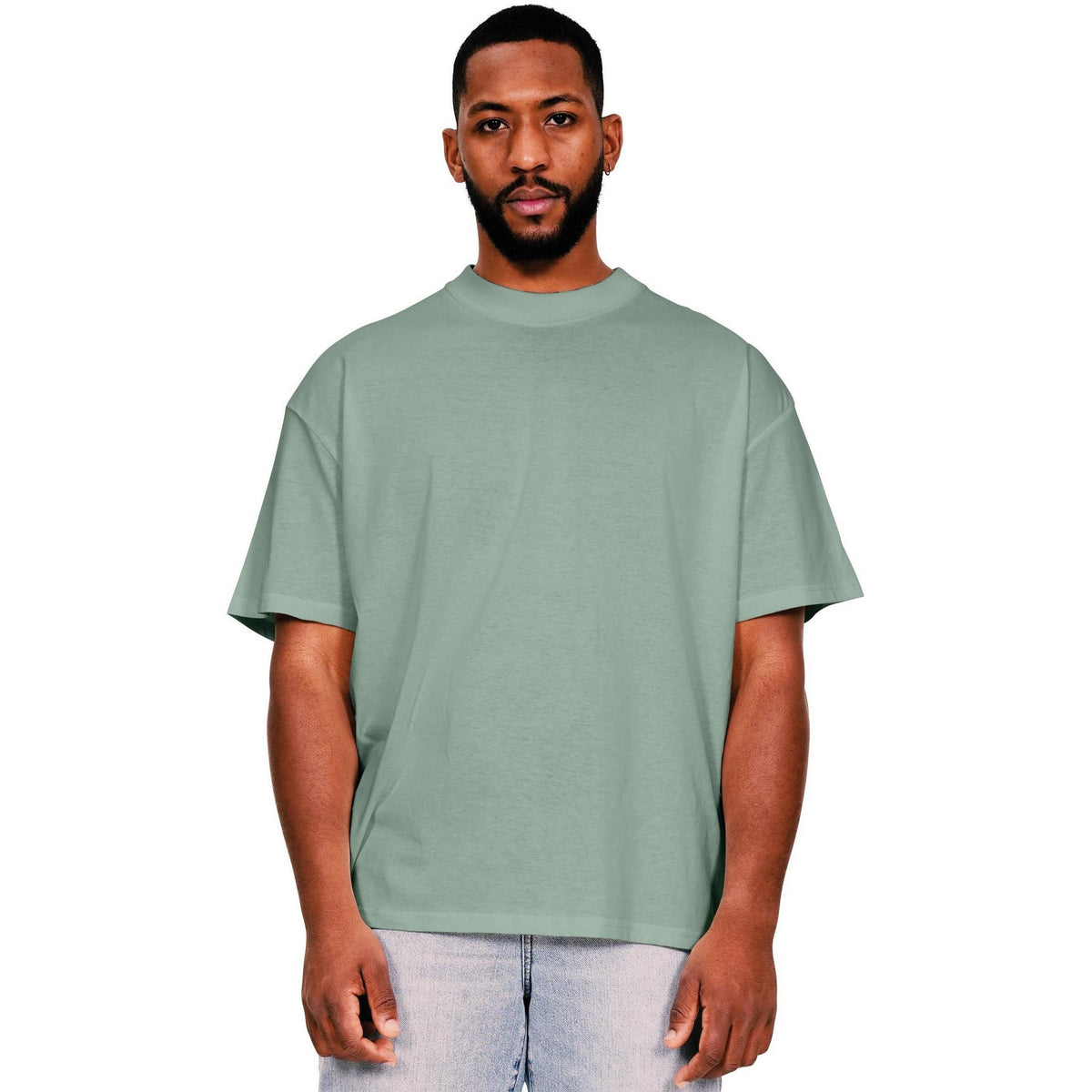 Sage - Front - Casual Classics Mens Ringspun Cotton Extended Neckline T-Shirt