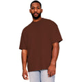 Chocolate - Front - Casual Classics Mens Ringspun Cotton Extended Neckline Oversized T-Shirt
