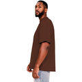 Chocolate - Side - Casual Classics Mens Ringspun Cotton Extended Neckline Oversized T-Shirt