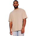 Sand - Front - Casual Classics Mens Ringspun Cotton Extended Neckline Oversized T-Shirt